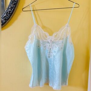 Dior Sky Blue Camisole with White Lace